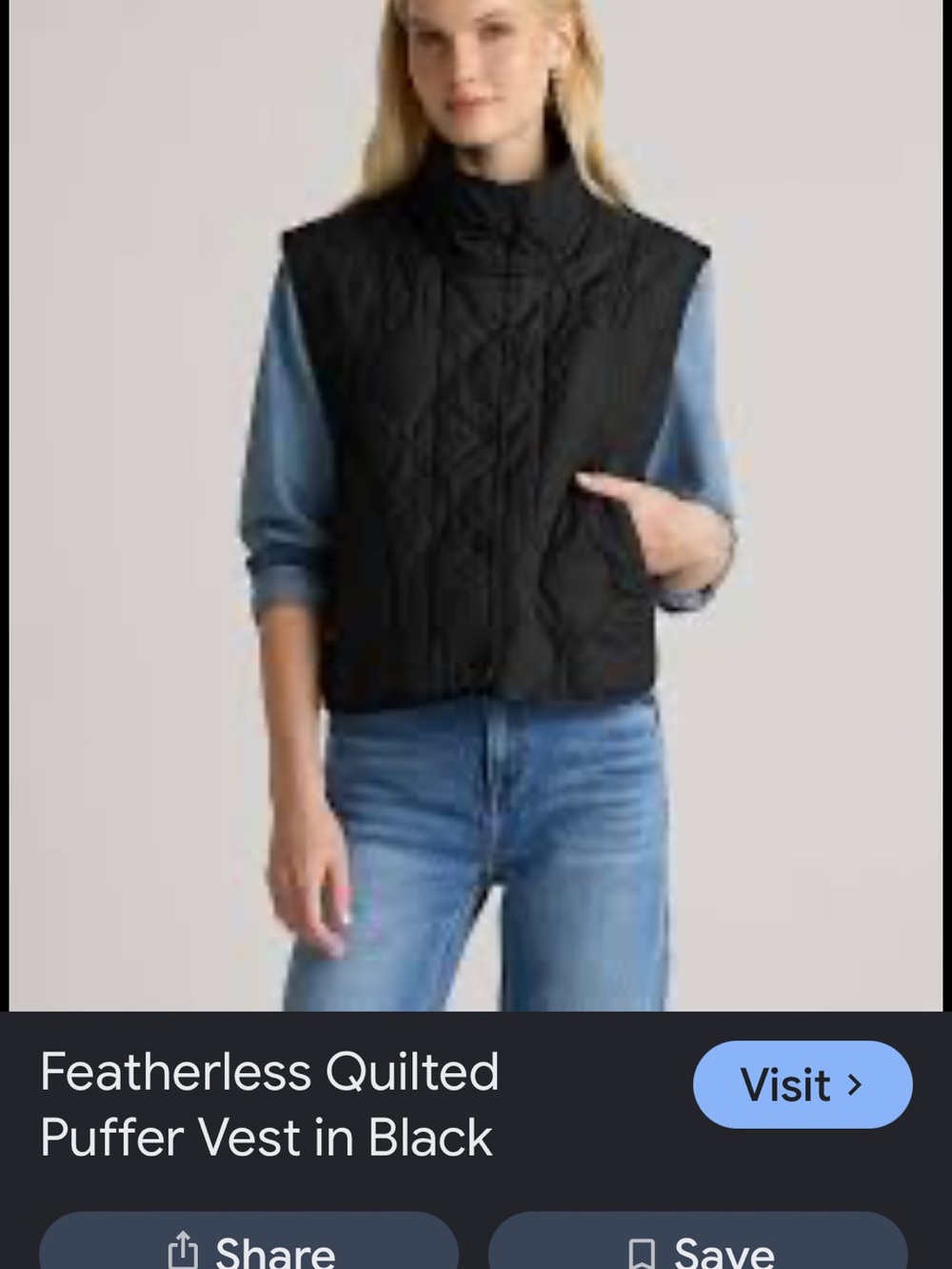 Quince Women’s Featherless Quilted Puffer Vest Black XL Snap Front